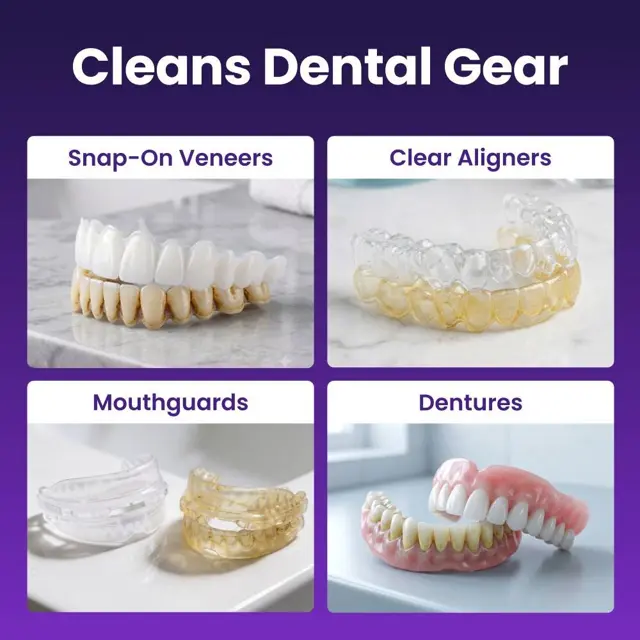 Snap-on veneers, clear aligners, mouthguards and dentures